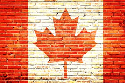 Canada Flag on Brick Wall